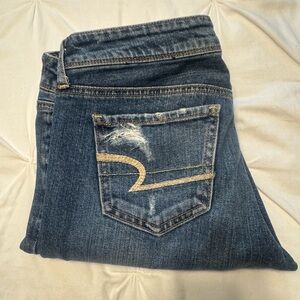 American Eagle Outfitters Skinny Medium-Wash Jeans with Distinctive Stitching